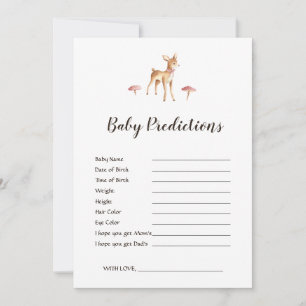 Carte Watercolor Girl Deer White Baby shower Prédictions
