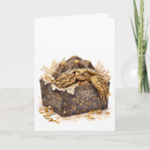 Carte Watercolor Gold and Brown Birthday Gift Turtle (Devant)