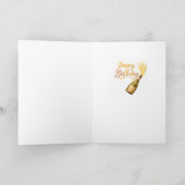 Carte Watercolor Gold and Brown Birthday Gift Turtle (Intérieur)