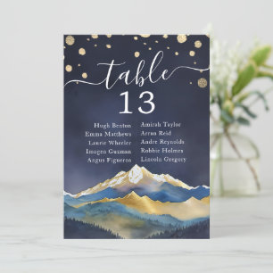 Carte Watercolor Gold Foil Mountain Mariage Numéro de ta