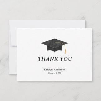 Carte Watercolor Graduation Cap Thank You Card