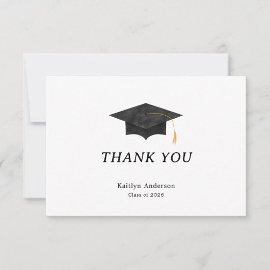Carte Watercolor Graduation Cap Thank You Card (Devant)