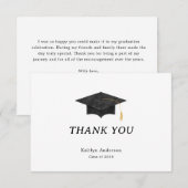 Carte Watercolor Graduation Cap Thank You Card (Devant / Derrière)