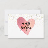 Carte Watercolor Heart Gold Sprinkings Certificat cadeau (Devant)