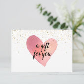 Carte Watercolor Heart Gold Sprinkings Certificat cadeau (Debout devant)
