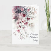 Carte Watercolor Hearts and Flowers Valentine's Greeting (Devant)