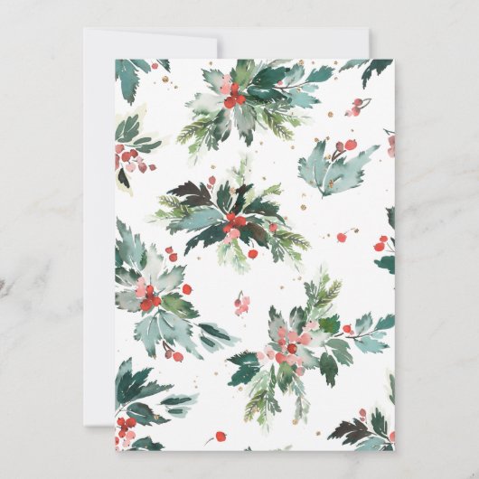 Carte Watercolor Hollies Chalkboard Joyeux Noël (Dos)