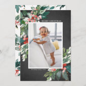 Carte Watercolor Hollies Chalkboard Joyeux Noël (Devant / Derrière)