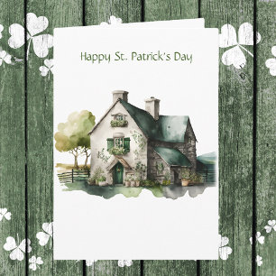 Carte Watercolor Irish Stone Farmhouse St. Patrick's Day