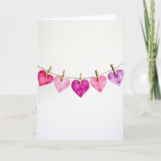Carte Watercolor Love Hearts Card (Devant)