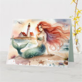 Carte Watercolor Mermaid by Lighthouse Shore (Fleur jaune)