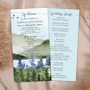 Carte Watercolor Nature Mountains Lake Wedding Program