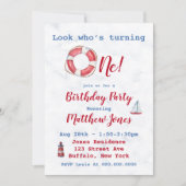 Carte Watercolor Nautical Boy 1er anniversaire Invitatio (Devant)