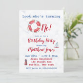 Carte Watercolor Nautical Boy 1er anniversaire Invitatio (Debout devant)