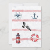 Carte Watercolor Nautical Boy 1er anniversaire Invitatio (Dos)
