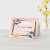 Carte Watercolor Navy et Blush Mariage (Fleur jaune)