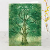 Carte Watercolor Oak Tree Get Well Bientôt (Fleur jaune)
