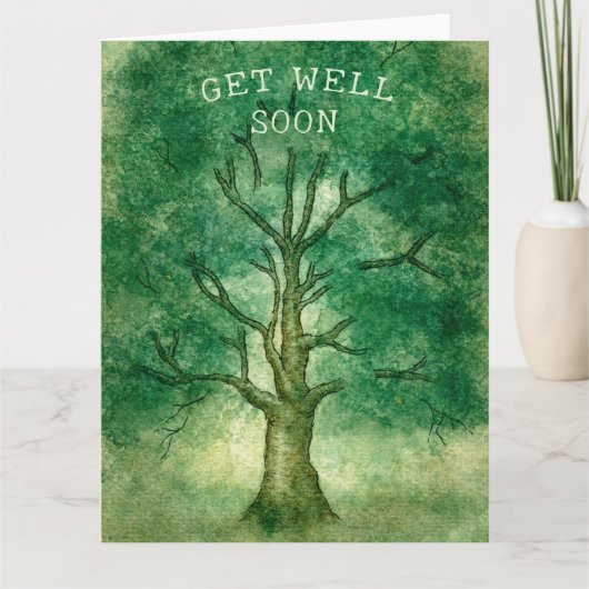 Carte Watercolor Oak Tree Get Well Bientôt (Devant)