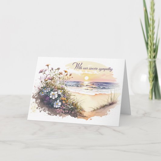 Carte Watercolor Ocean Beach for Sympathy (Devant)