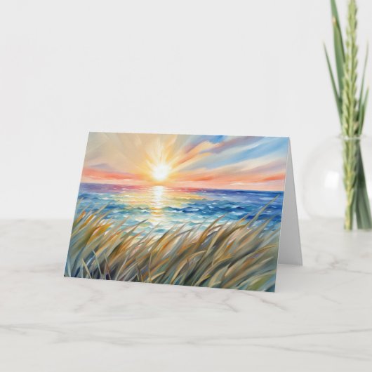 Carte Watercolor Ocean Sunrise Anniversaire (Devant)