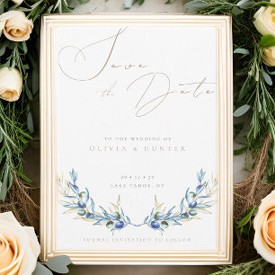 Carte Watercolor Olive Branch Wedding Enregistrer la car
