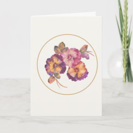 Carte Watercolor Pansy Floral Thinking of You Card