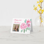 Carte Watercolor Peonies Happy 46th Birthday Ajouter pho (Fleur jaune)