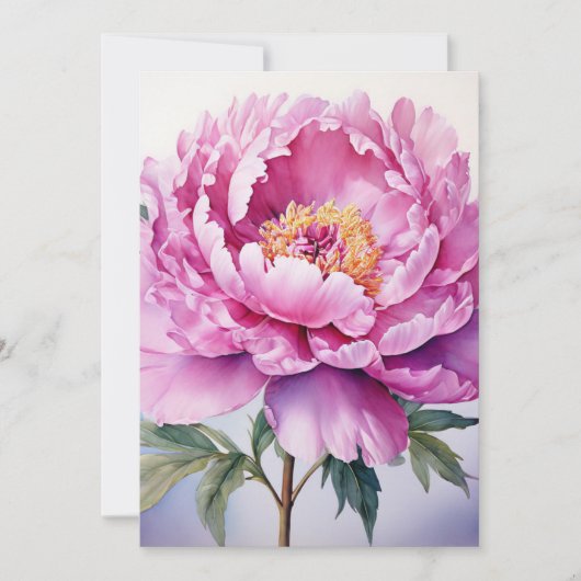 Carte Watercolor Peony Flat Holiday (Devant)