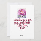 Carte Watercolor Peony Flat Holiday (Dos)