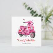 Carte Watercolor Pink Scooter Valentine's Day Greeting (Debout devant)