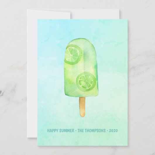 Carte Watercolor Popsicle Salutation d'été (Devant)