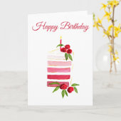 Carte Watercolor Raspberry Cake Birthday Card (Fleur jaune)