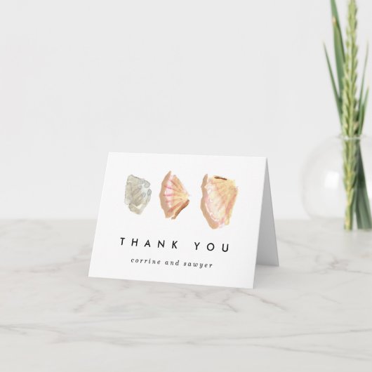 Carte Watercolor Seashells Thank You Greeting Card (Devant)