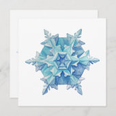 Carte Watercolor Snowflake Flat Christmas Card (Devant / Derrière)