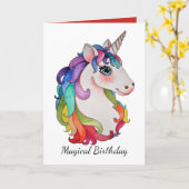 Carte Watercolor Unicorn (Fleur jaune)