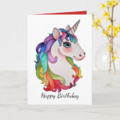 Carte Watercolor Unicorn (Fleur jaune)