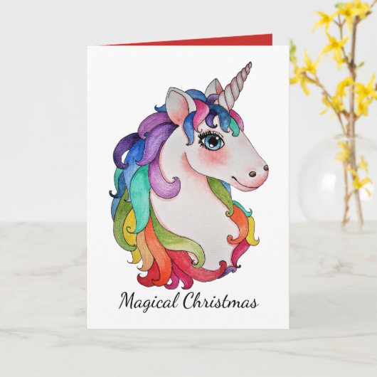 Carte Watercolor Unicorn (Fleur jaune)