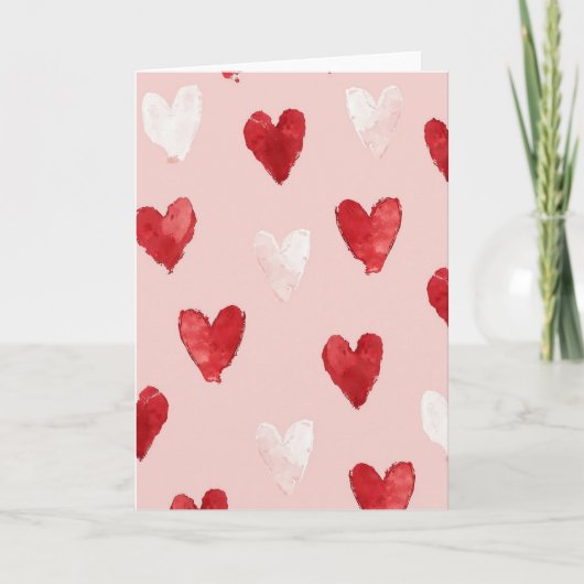 Carte Watercolor Valentine Hearts Card (Devant)