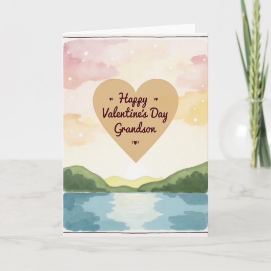 Carte Watercolor Valentines Day Grandson Card (Devant)