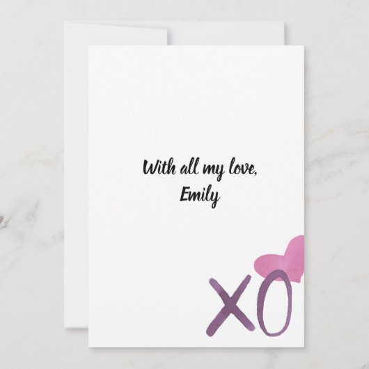Carte Watercolor Valentine's Day personnalisée (Dos)