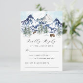 Carte Watercolor Winter Mountain Forest Wedding RSVP (Debout devant)