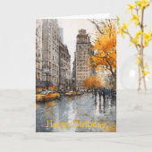 Carte Watercolour Autumn in New York (Fleur jaune)