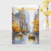 Carte Watercolour Autumn in New York (Fleur jaune)