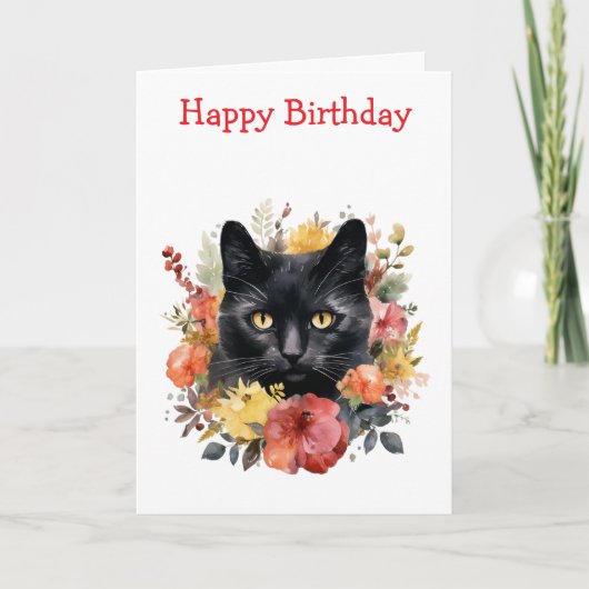 Carte Watercolour Black Cat (Devant)