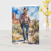Carte Watercolour Cowboy in Desert (Fleur jaune)
