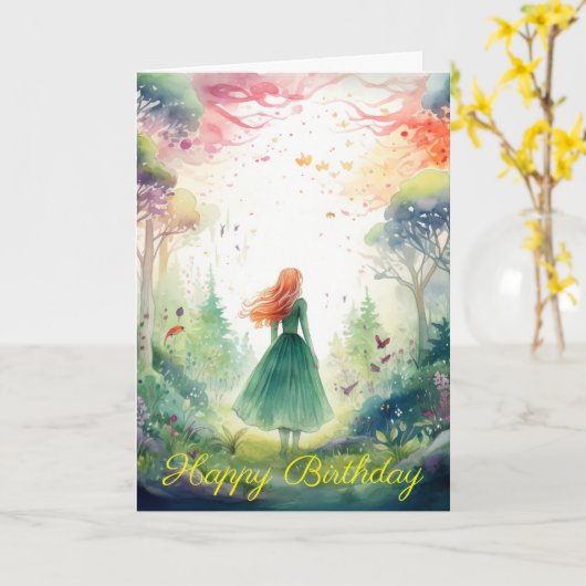 Carte Watercolour Forest Princess (Fleur jaune)