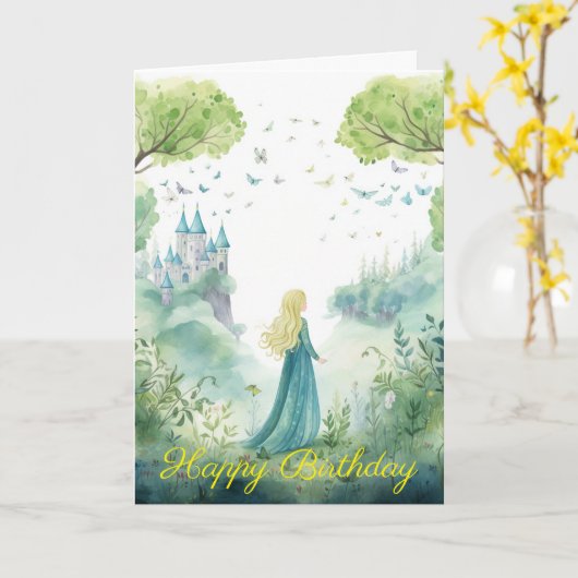Carte Watercolour Forest Princess (Fleur jaune)