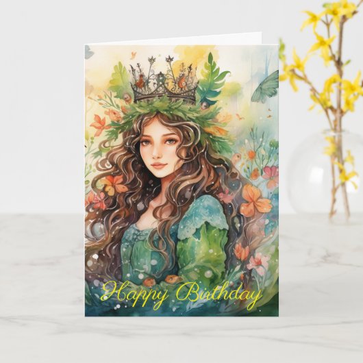 Carte Watercolour Forest Princess (Fleur jaune)