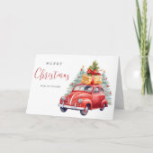 Carte Watercor Joyeux voiture de Noël Moderne Mignonne v (Devant)