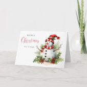 Carte Watercor mignonne Snowman Joyeux Noël (Devant)
